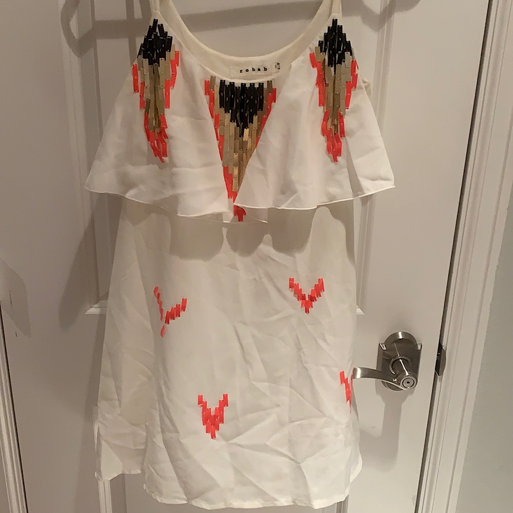 White sequin dress with ruffle